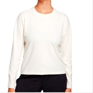 CALIA by carrie underwood Women's Boxy Rib‎ Long Sleeved Cream White XXL